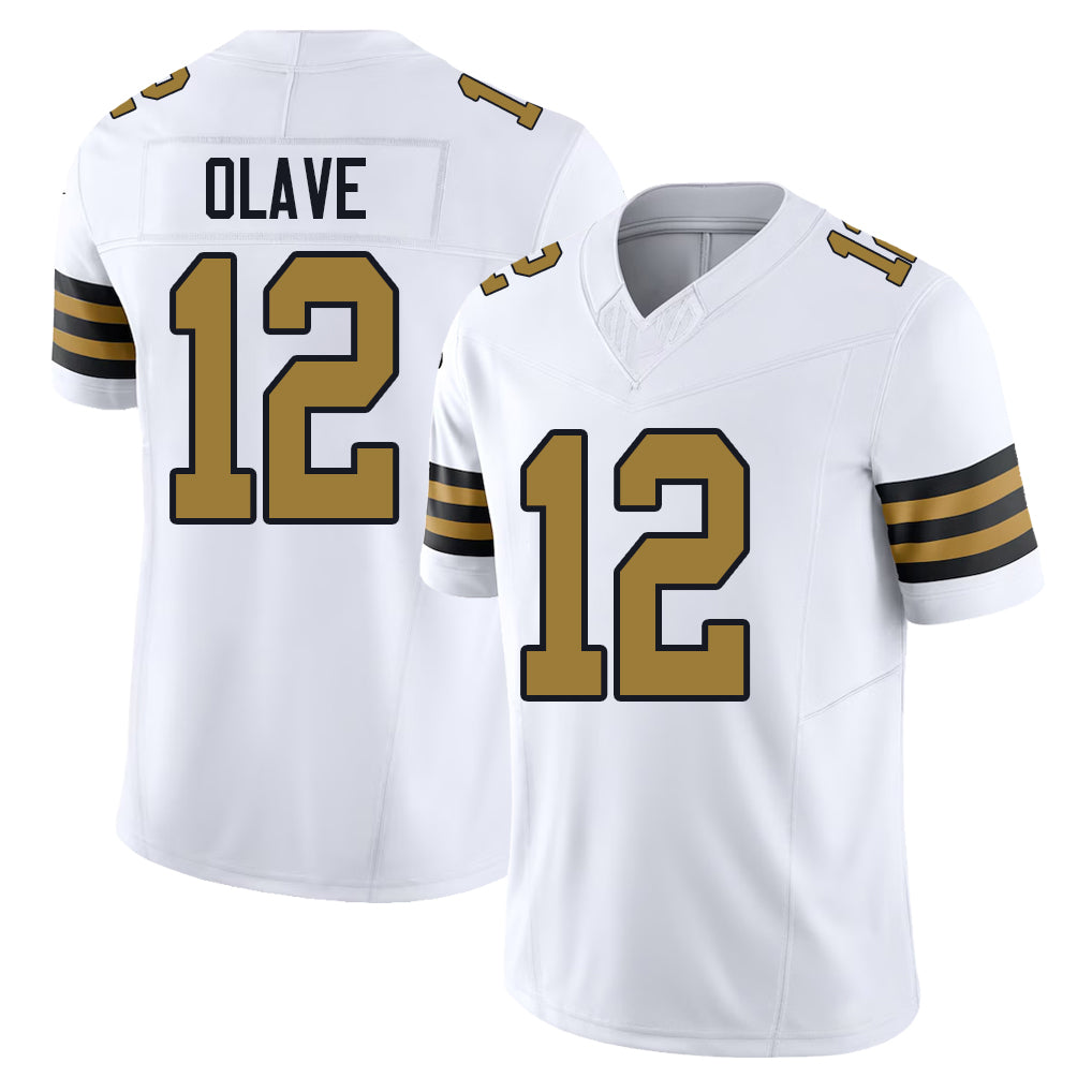 New Orleans #12 Olave Player Football V Neck Short Sleeve White Jersey Chris For Men Youth Women Gift