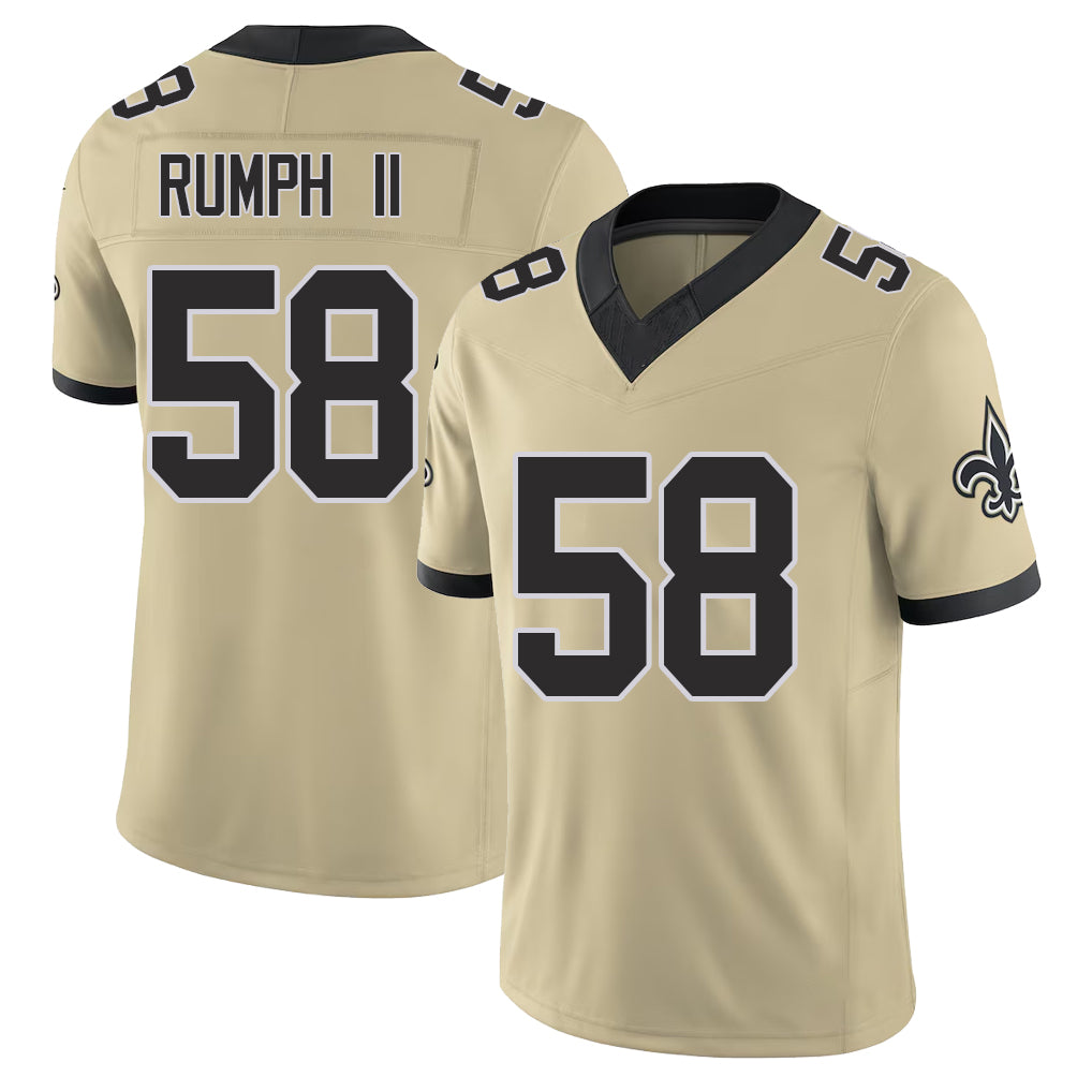 New Orleans #58 Chris Player Football V Neck Short Sleeve Gold Jersey Rumph II For Men Youth Women Gift