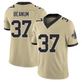 New Orleans #37 Dalys Player Football V Neck Short Sleeve Gold Jersey Beanum For Men Youth Women Gift