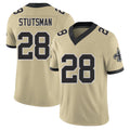 New Orleans #28 Danny Player Football V Neck Short Sleeve Gold Jersey Stutsman For Men Youth Women Gift
