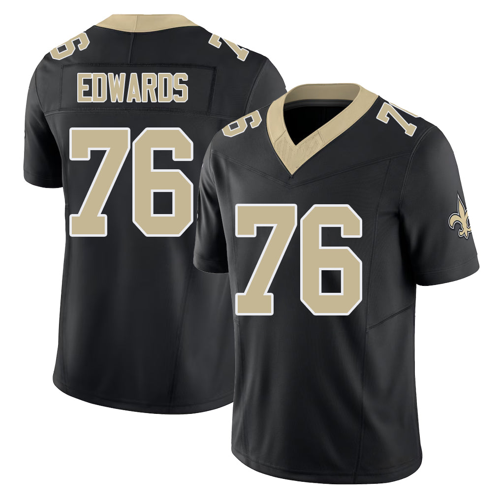 New Orleans #76 David Player Football V Neck Short Sleeve Black Jersey Edwards For Men Youth Women Gift
