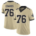 New Orleans #76 David Player Football V Neck Short Sleeve Gold Jersey Edwards For Men Youth Women Gift