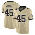 New Orleans #45 Deion Player Football V Neck Short Sleeve Gold Jersey Jones For Men Youth Women Gift