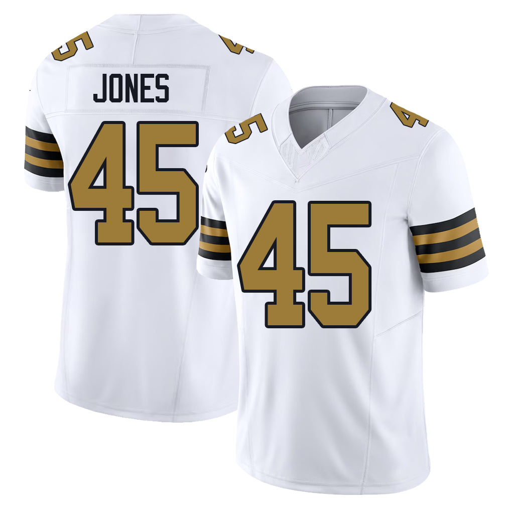 New Orleans #45 Deion Player Football V Neck Short Sleeve White Jersey Jones For Men Youth Women Gift