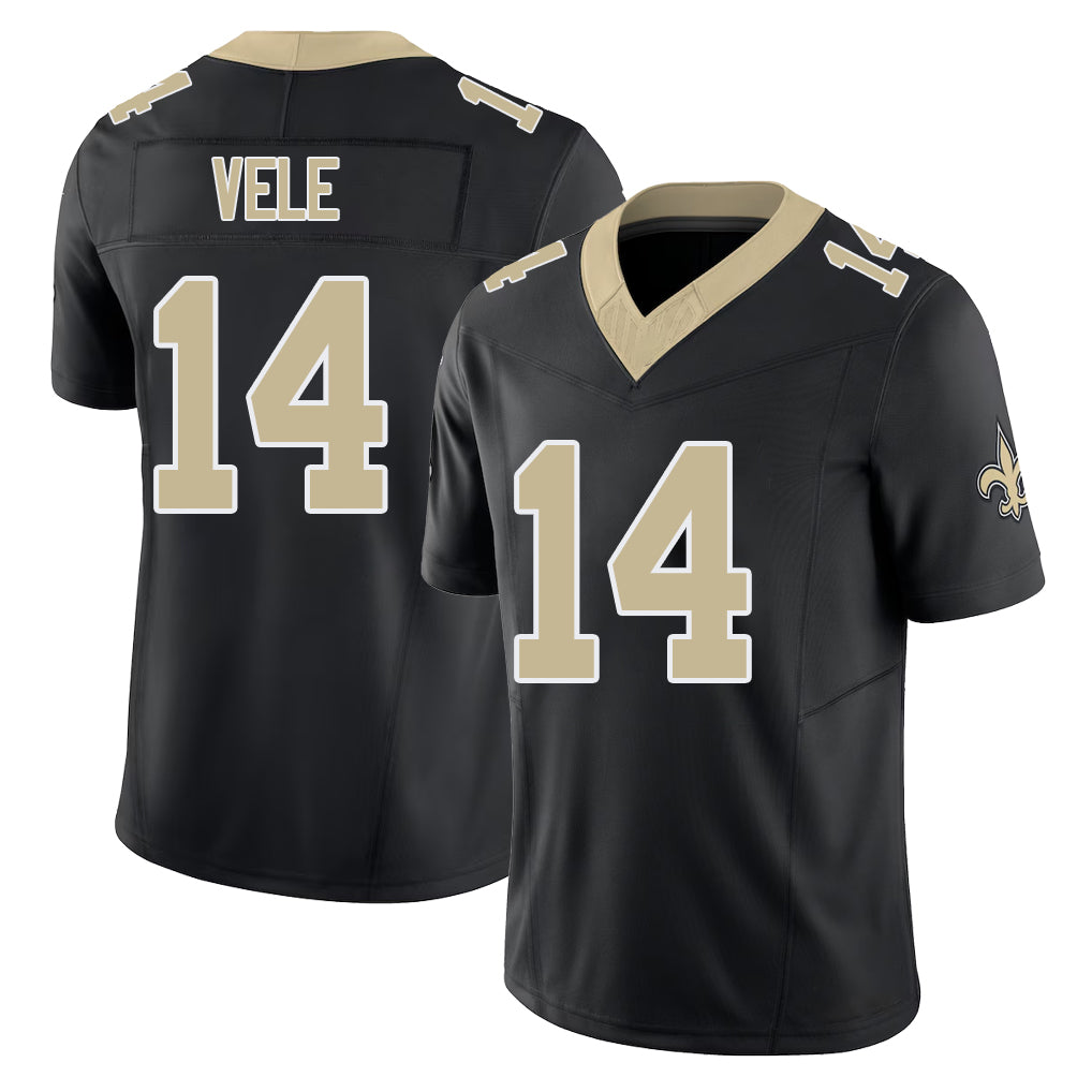 New Orleans #14 Devaughn Player Football V Neck Short Sleeve Black Jersey Vele For Men Youth Women Gift