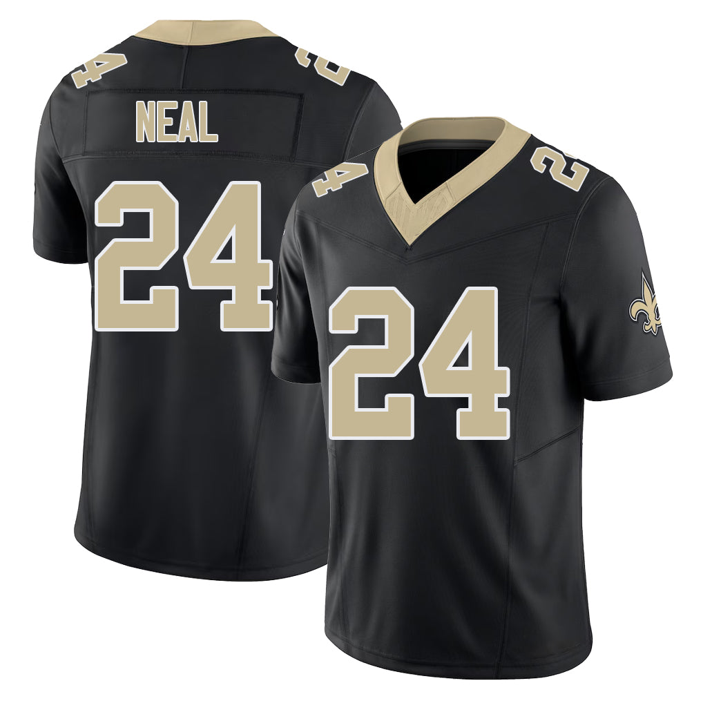 New Orleans #24 Devin Player Football V Neck Short Sleeve Black Jersey Neal For Men Youth Women Gift