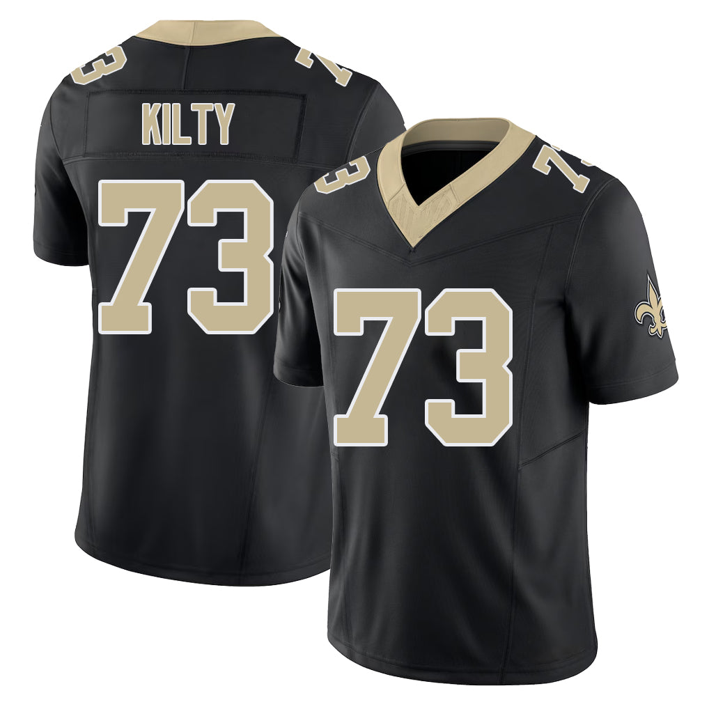 New Orleans #73 Easton Player Football V Neck Short Sleeve Black Jersey Kilty For Men Youth Women Gift