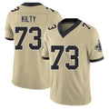 New Orleans #73 Easton Player Football V Neck Short Sleeve Gold Jersey Kilty For Men Youth Women Gift