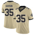 New Orleans #35 Elliott Player Football V Neck Short Sleeve Gold Jersey Davison For Men Youth Women Gift