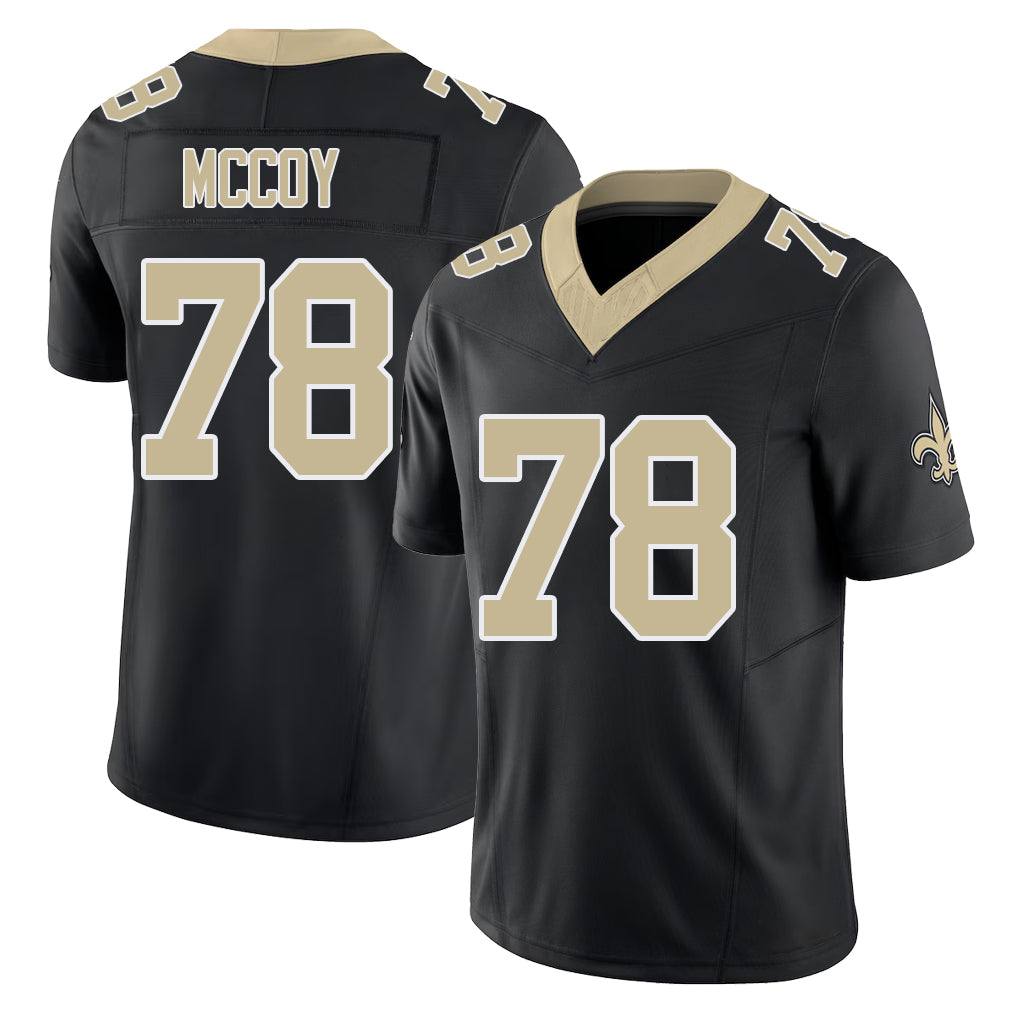 New Orleans #78 Erik Player Football V Neck Short Sleeve Black Jersey McCoy For Men Youth Women Gift