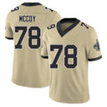 New Orleans #78 Erik Player Football V Neck Short Sleeve Gold Jersey McCoy For Men Youth Women Gift