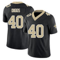 New Orleans #40 Fadil Player Football V Neck Short Sleeve Black Jersey Diggs For Men Youth Women Gift