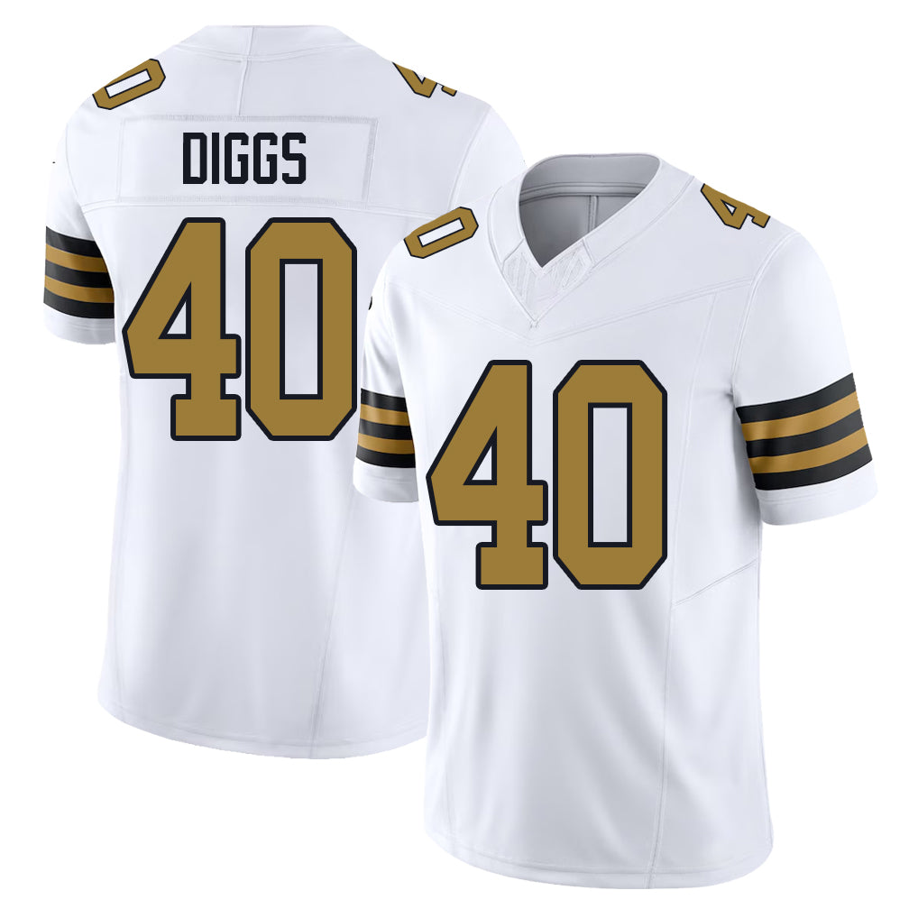 New Orleans #40 Fadil Player Football V Neck Short Sleeve White Jersey Diggs For Men Youth Women Gift