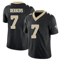 New Orleans #7 Hunter Player Football V Neck Short Sleeve Black Jersey Dekkers For Men Youth Women Gift
