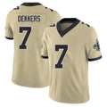 New Orleans #7 Hunter Player Football V Neck Short Sleeve Gold Jersey Dekkers For Men Youth Women Gift