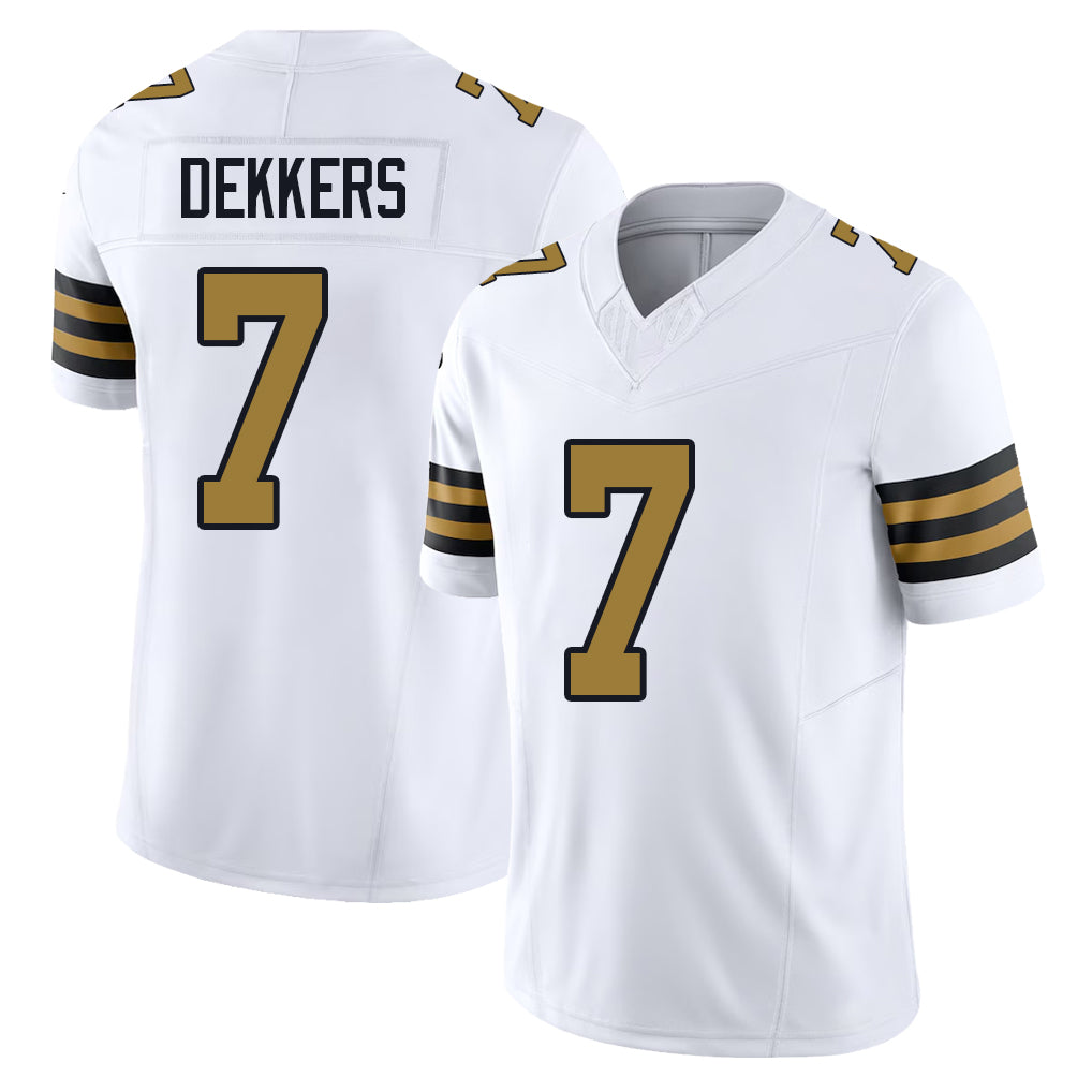 New Orleans #7 Hunter Player Football V Neck Short Sleeve White Jersey Dekkers For Men Youth Women Gift