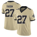 New Orleans #27 Isaac Player Football V Neck Short Sleeve Gold Jersey Yiadom For Men Youth Women Gift