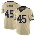 New Orleans #45 Jackson Player Football V Neck Short Sleeve Gold Jersey Sirmon For Men Youth Women Gift