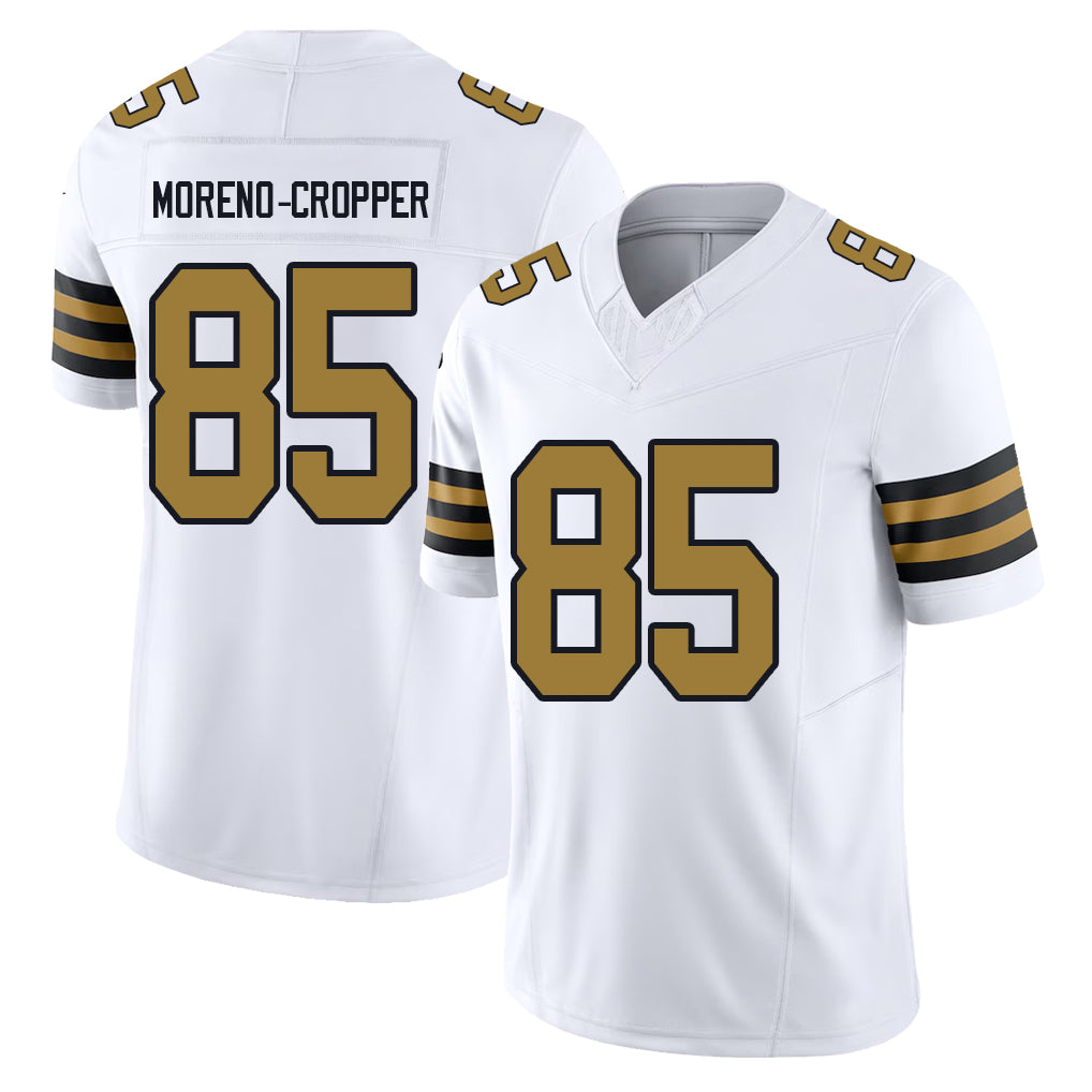 New Orleans #85 Jalen Player Football V Neck Short Sleeve White Jersey Moreno-Cropper For Men Youth Women Gift