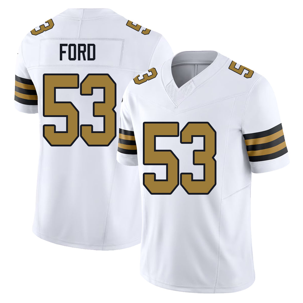 New Orleans #53 Jaylan Player Football V Neck Short Sleeve White Jersey Ford For Men Youth Women Gift