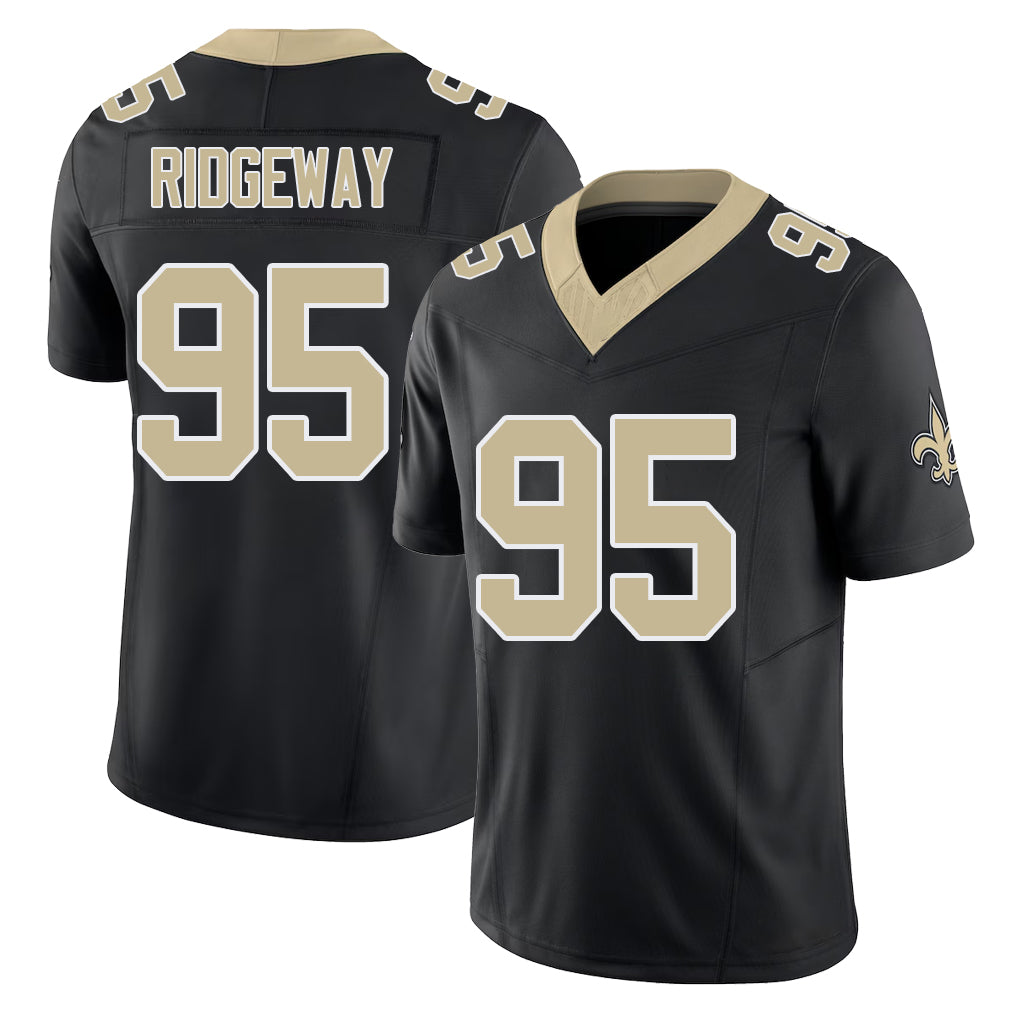 New Orleans #95 John Player Football V Neck Short Sleeve Black Jersey Ridgeway For Men Youth Women Gift