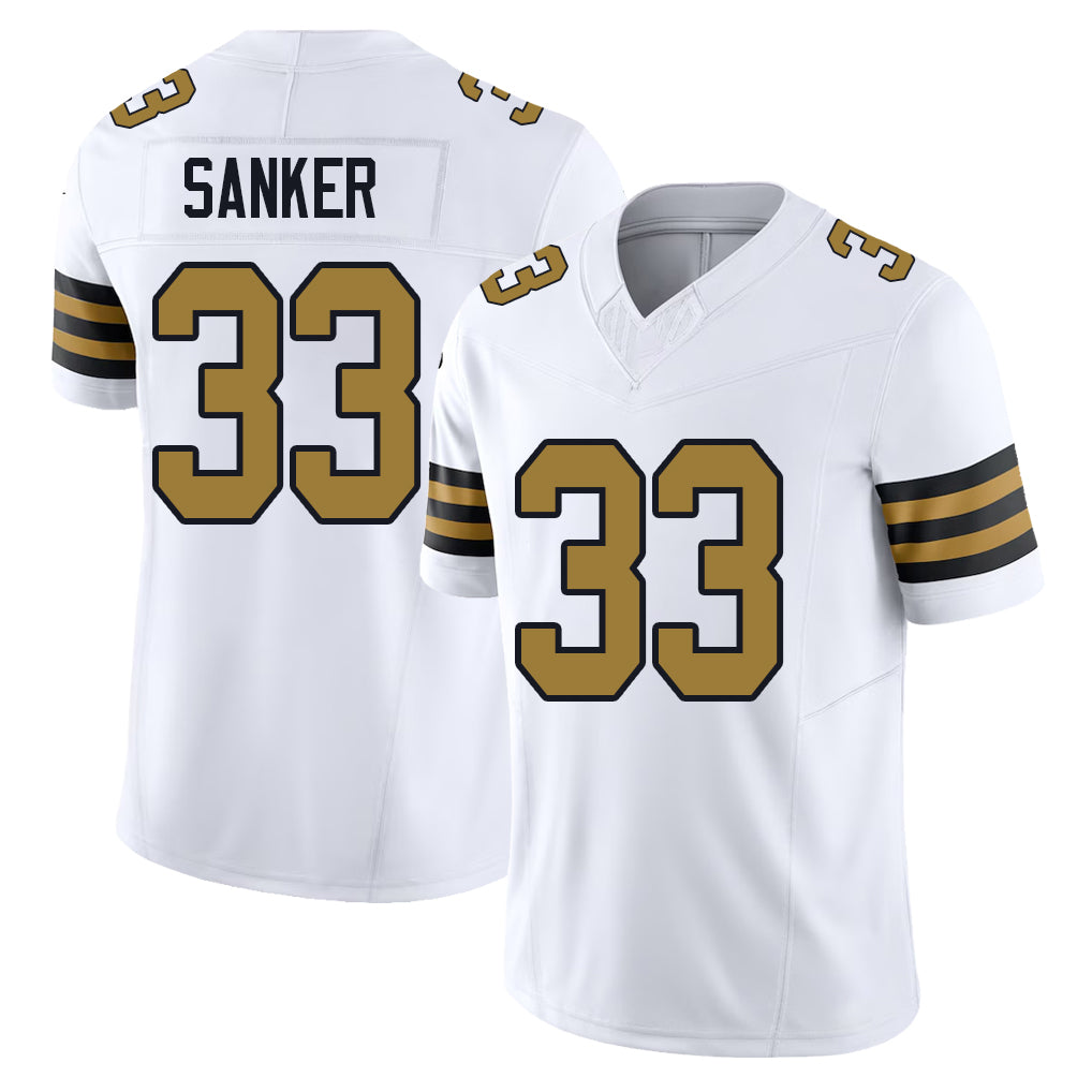 New Orleans #33 Sanker Player Football V Neck Short Sleeve White Jersey Jonas For Men Youth Women Gift