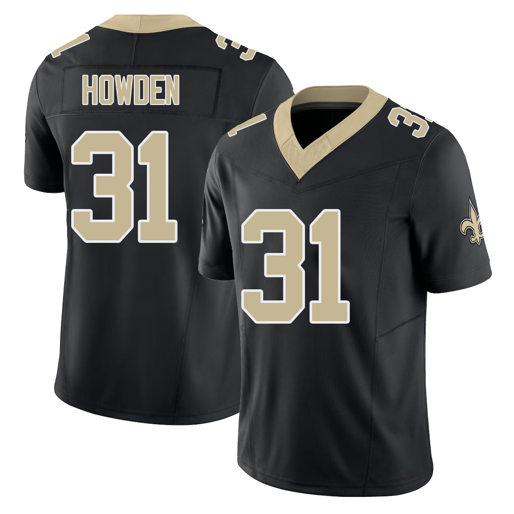 New Orleans #31 Jordan Player Football V Neck Short Sleeve Black Jersey Howden For Men Youth Women Gift