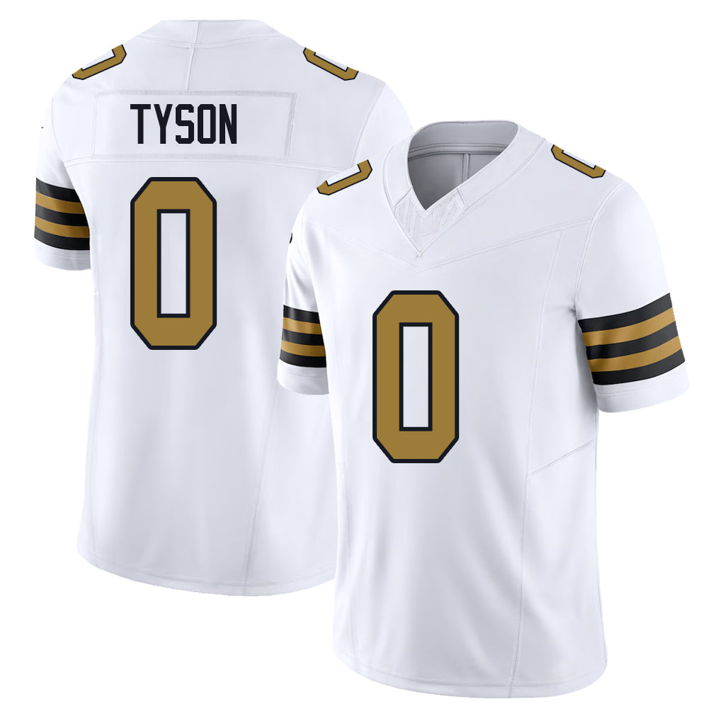 New Orleans #0 Jordyn Player Football V Neck Short Sleeve White Jersey Tyson For Men Youth Women Gift