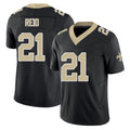 New Orleans #21 Justin Player Football V Neck Short Sleeve Black Jersey Reid For Men Youth Women Gift