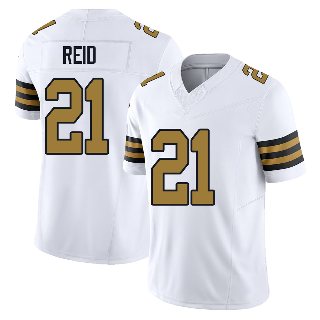 New Orleans #21 Justin Player Football V Neck Short Sleeve White Jersey Reid For Men Youth Women Gift