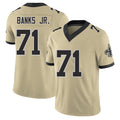 New Orleans #71 Kelvin Player Football V Neck Short Sleeve Gold Jersey Banks Jr. For Men Youth Women Gift