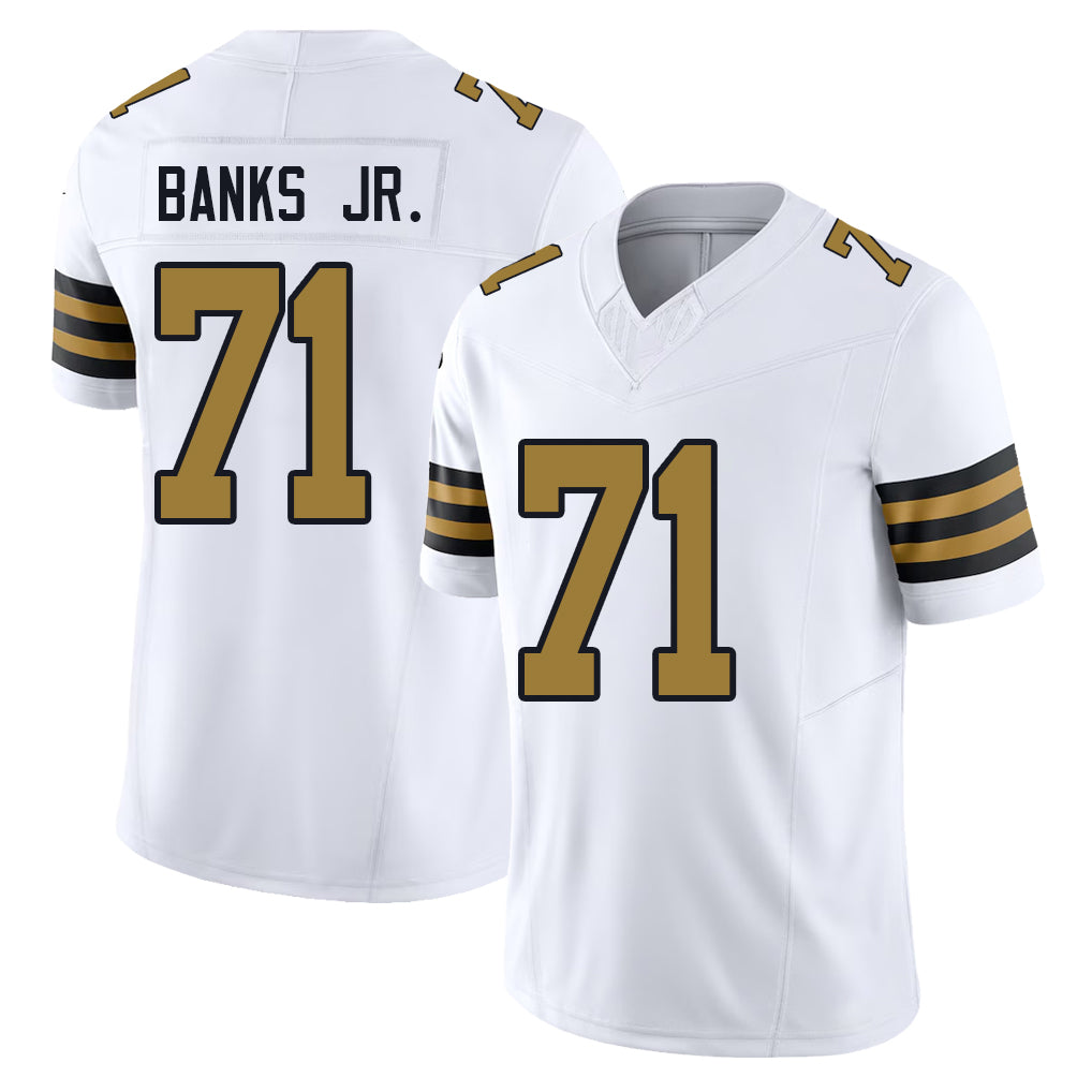 New Orleans #71 Kelvin Player Football V Neck Short Sleeve White Jersey Banks Jr. For Men Youth Women Gift