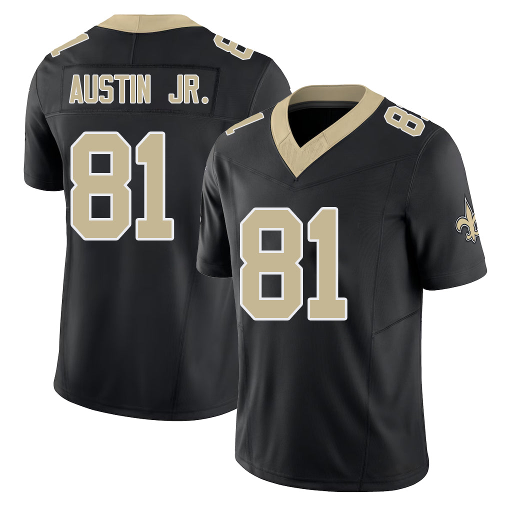New Orleans #81 Kevin Player Football V Neck Short Sleeve Black Jersey Austin Jr. For Men Youth Women Gift