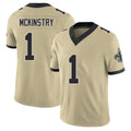 New Orleans #1 Kool-Aid Player Football V Neck Short Sleeve Gold Jersey McKinstry For Men Youth Women Gift