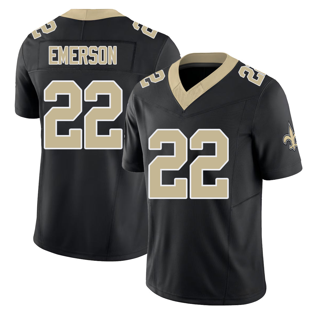 New Orleans #22 Martin Player Football V Neck Short Sleeve Black Jersey Emerson For Men Youth Women Gift