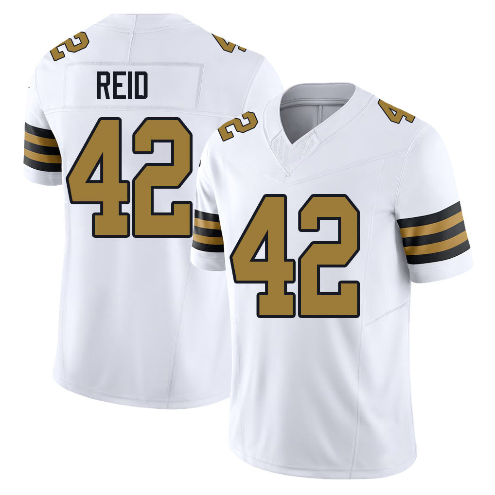New Orleans #42 Michael Player Football V Neck Short Sleeve White Jersey Reid For Men Youth Women Gift