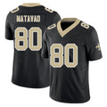 New Orleans #80 Moliki Player Football V Neck Short Sleeve Black Jersey Matavao For Men Youth Women Gift