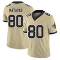 New Orleans #80 Moliki Player Football V Neck Short Sleeve Gold Jersey Matavao For Men Youth Women Gift
