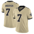 New Orleans #7 Morten Player Football V Neck Short Sleeve Gold Jersey Andersen For Men Youth Women Gift