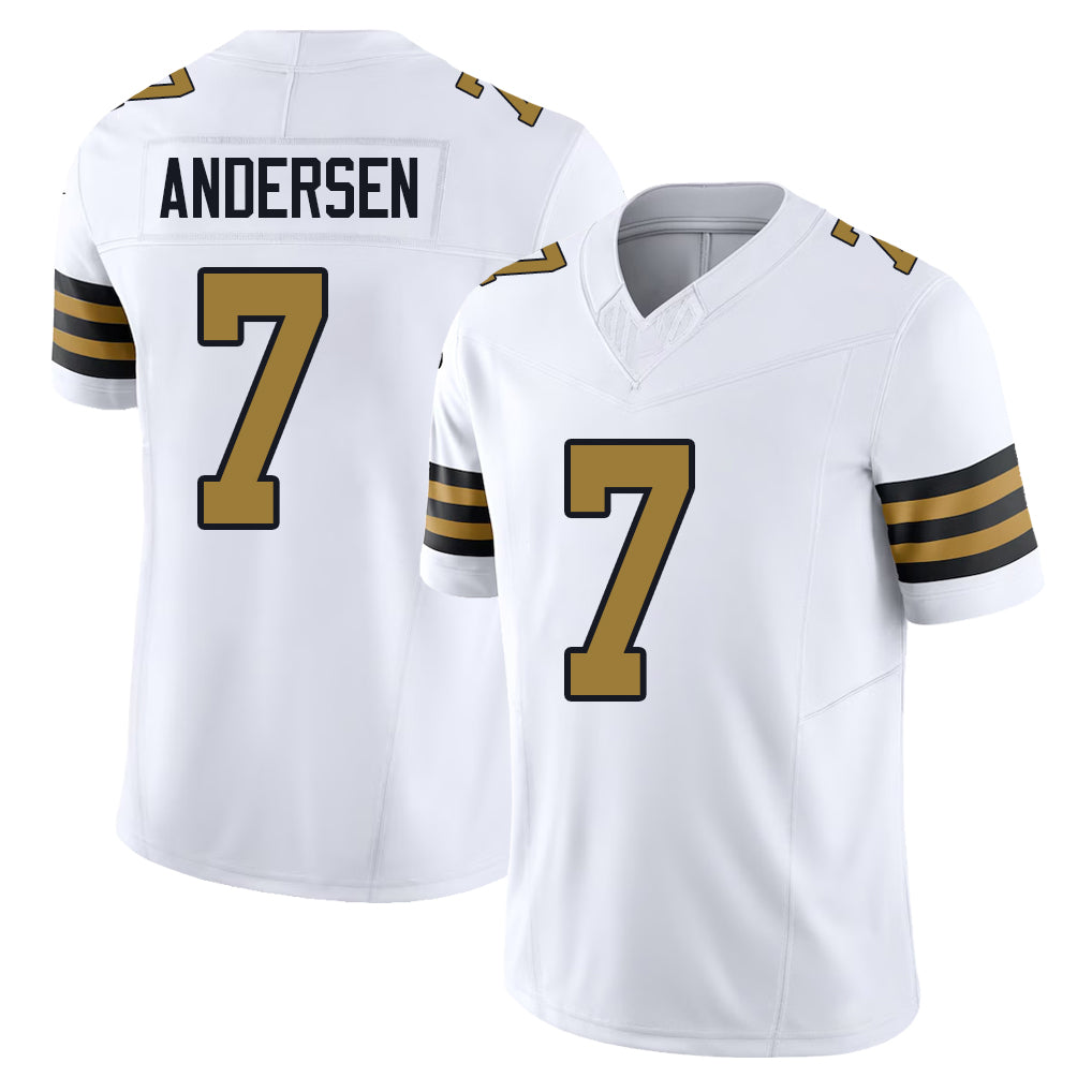 New Orleans #7 Andersen Player Football V Neck Short Sleeve White Jersey Morten For Men Youth Women Gift