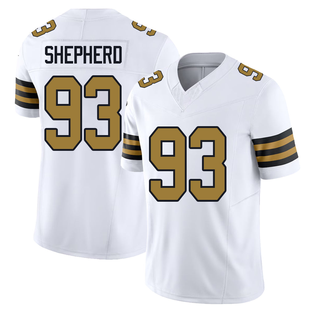 New Orleans #93 Nathan Player Football V Neck Short Sleeve White Jersey Shepherd For Men Youth Women Gift