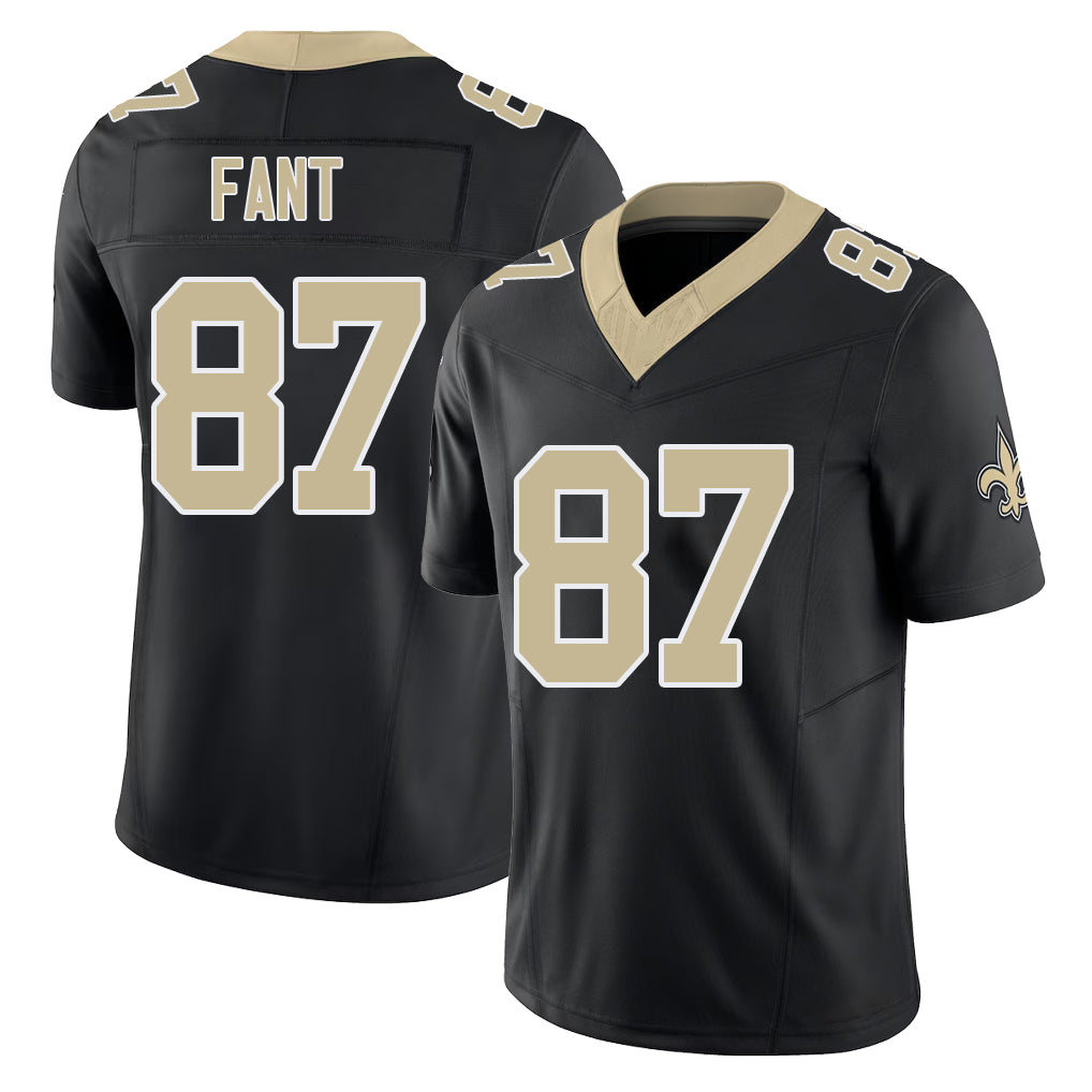 New Orleans #87 Noah Player Football V Neck Short Sleeve Black Jersey Fant For Men Youth Women Gift