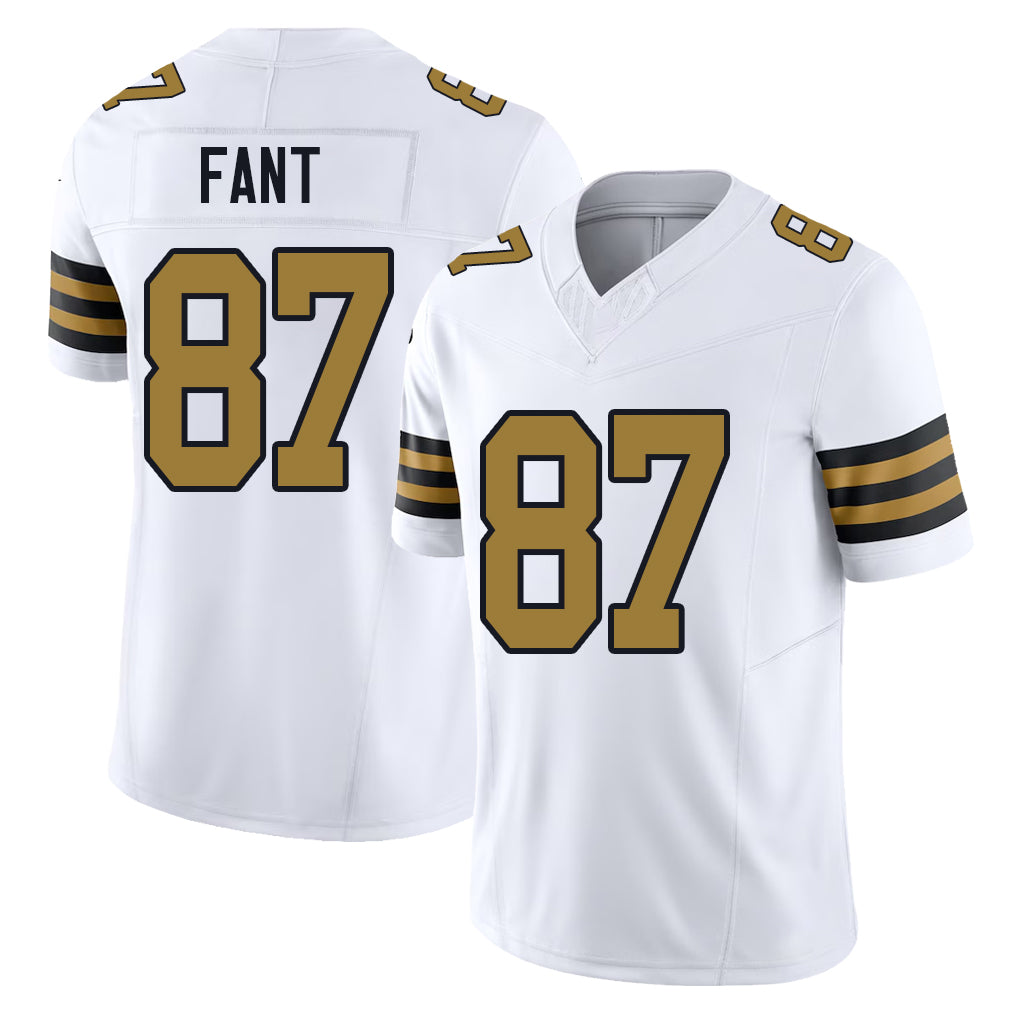 New Orleans #87 Noah Player Football V Neck Short Sleeve White Jersey Fant For Men Youth Women Gift