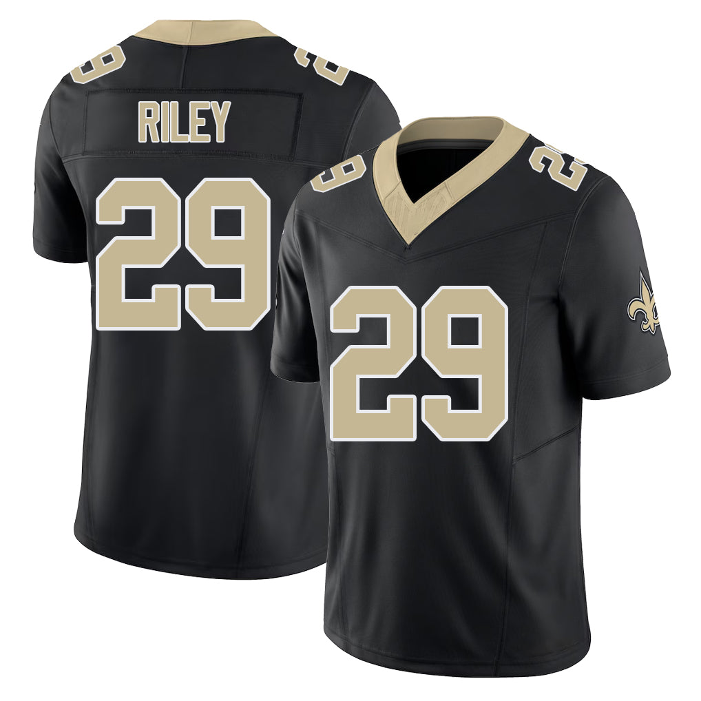 New Orleans #29 Quincy Player Football V Neck Short Sleeve Black Jersey Riley For Men Youth Women Gift