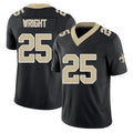 New Orleans #25 Rejzohn Player Football V Neck Short Sleeve Black Jersey Wright For Men Youth Women Gift