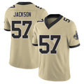 New Orleans #57 Rickey Player Football V Neck Short Sleeve Gold Jersey Jackson For Men Youth Women Gift