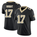 New Orleans #17 Ryan Player Football V Neck Short Sleeve Black Jersey Wright For Men Youth Women Gift