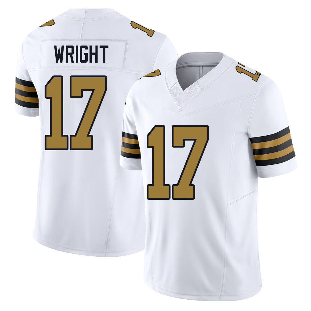 New Orleans #17 Ryan Player Football V Neck Short Sleeve White Jersey Wright For Men Youth Women Gift