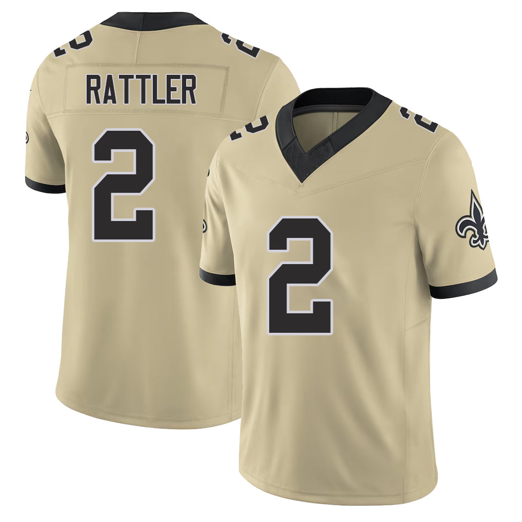 New Orleans #2 Spencer Player Football V Neck Short Sleeve Gold Jersey Rattler For Men Youth Women Gift