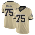 New Orleans #75 Taliese Player Football V Neck Short Sleeve Gold Jersey Fuaga For Men Youth Women Gift